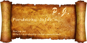 Porubszky Jolán névjegykártya